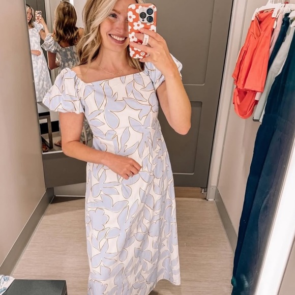 a new day Dresses & Skirts - A New Day Puff Sleeve Blue floral Print Maxi Dress